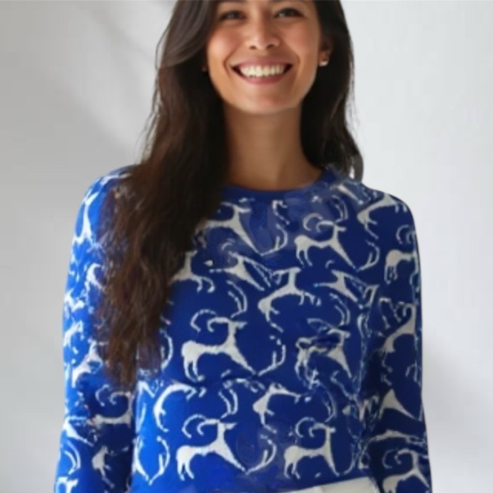 Vintage 80’s Joan Harper Blue deer Sweater